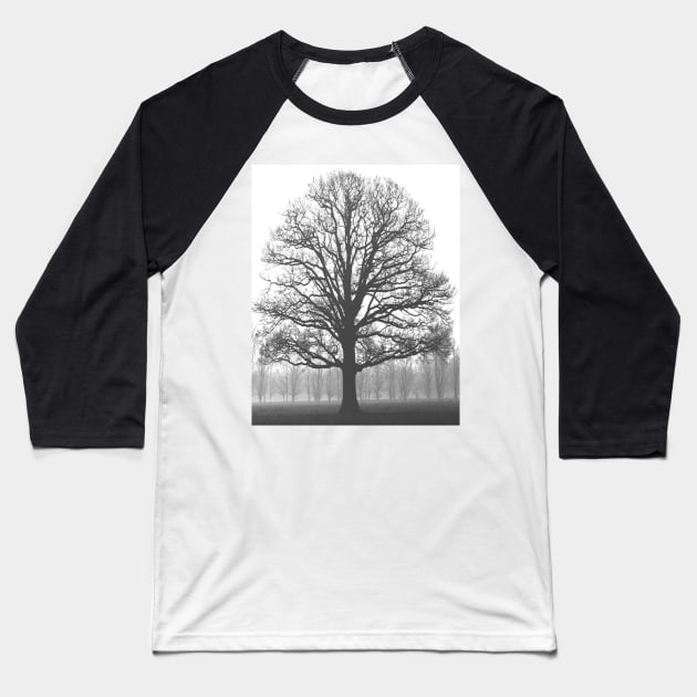 nature environmental awareness black and white tree silhouette Baseball T-Shirt by Tina